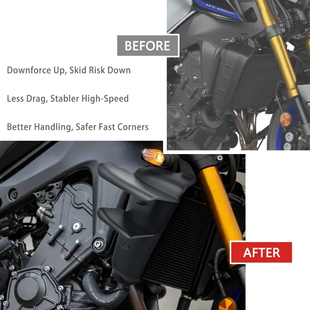 منحرف الجناح الجانبي الهوائي للدراجات النارية-أجزاء هدية سبويلر الدراجة العارية الرياضية لـ MT-09 2025