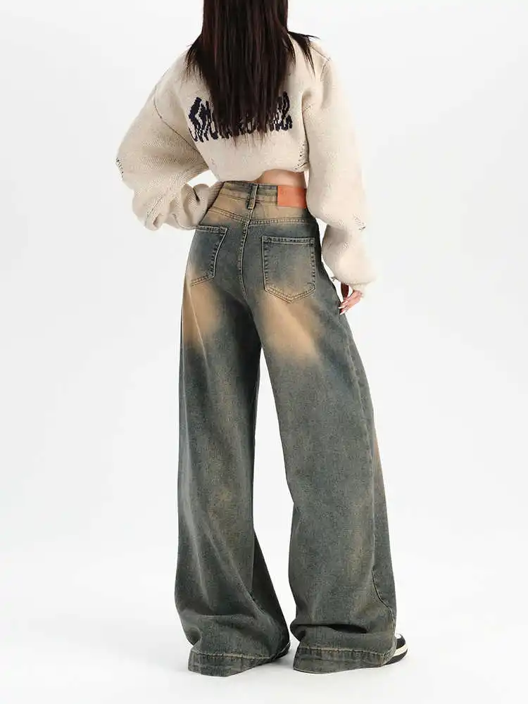 

Women's Y2k Baggy Jeans Harajuku Wide Leg Denim Trouser Japanese 2000s Style Oversize Straight Jean Long Pants Vintage Clothes