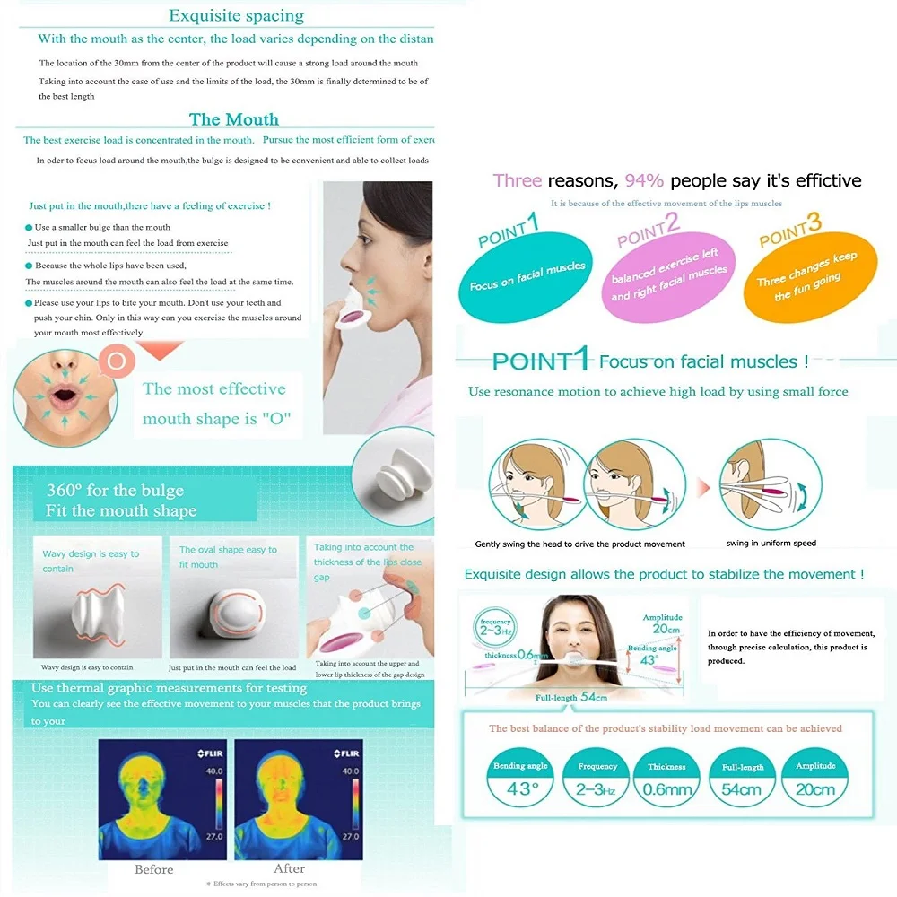 Trener twarzy Trener masażu liftingowego twarzy Joga twarzy 3 narzędzia do pielęgnacji twarzy ujędrniające ruchy twarzy