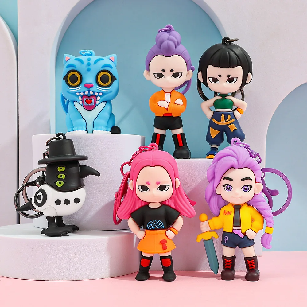 

A Variety of KPOP Witch Hunting Group Keychain Anime Demon Hunter Pvc School Bag Pendant Key Chain