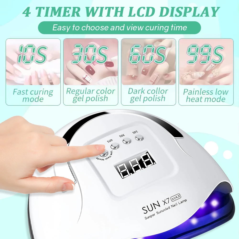 DianaBeauty Lampada per unghie UV LED Lampada per manicure da 180 W per polimerizzare tutti i gel per unghie 57 LED Essiccatore per unghie ad asciugatura rapida con 4 timer Nail Art