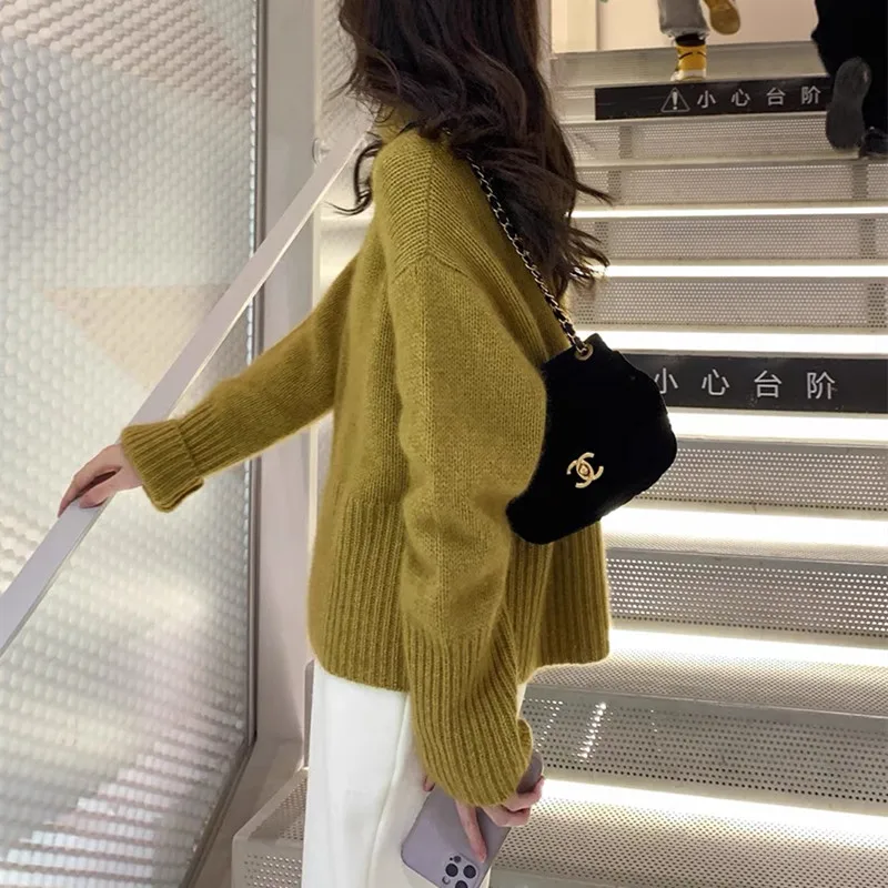 Wool women\'s knitted sweater 100% pure Merino wool spring fashion round neck top pullover sweater non connected single line