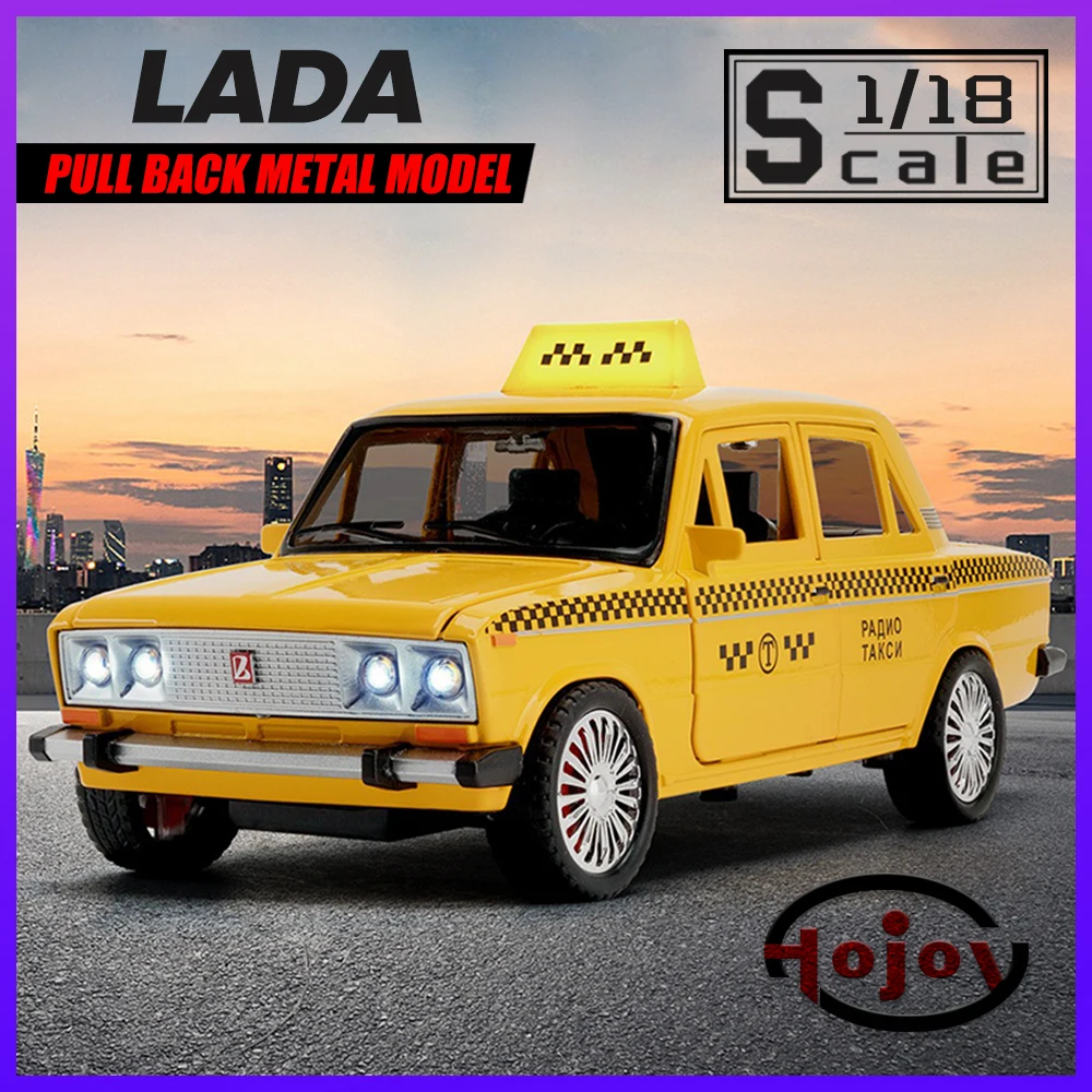 

Big Size Scale 1/18 Lada Taxi Metal Cars Toys Diecast Alloy Car Model Gift for Boys Children Kids Toy Vehicles Sound and Light