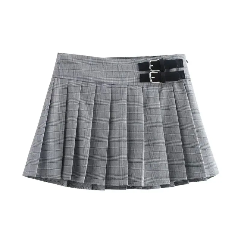 Spring 2025 Women's A-Line Plaid Skirt Wide Pleats Midi Skirt Ele New Arrival Faionable Versatile mid Waist ort Skirt