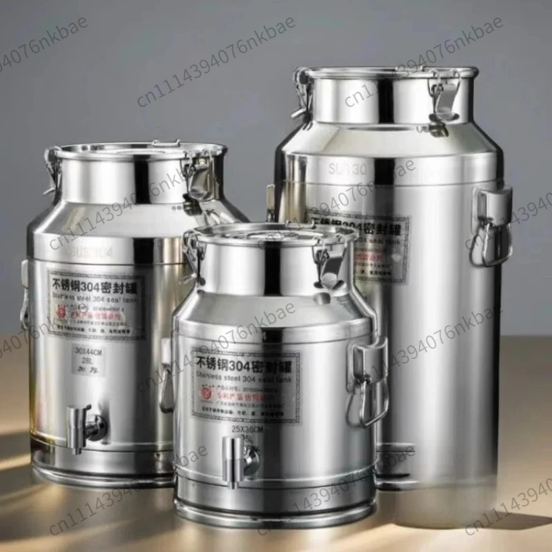 Thickened 304 Stainless Steel Sealed Storage Drum, Used for Wine Brewing, Wine Storage, Milk Transportation and Oil Storage