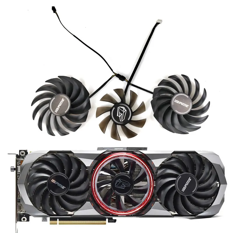 

NEW 90MM 75MM PVA080E12R 4PIN RTX3090 RTX3070 RTX3080 GPU Fan For Colorful iGame RTX 3060 3070 3080 Ti 3090 Radiator Fan