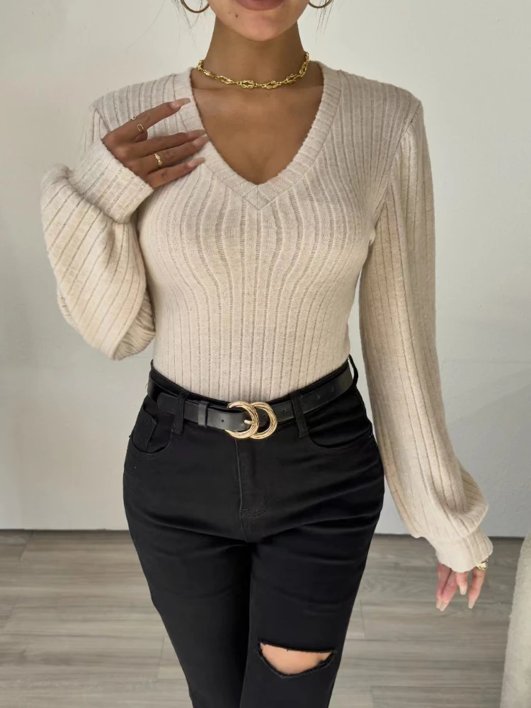 

Sexy Pullovers Women Off Shoulder Cropped Knitted Basic Clothes Autumn All-match Side Slit Simple Tender Slim Gentle SeductiveLa