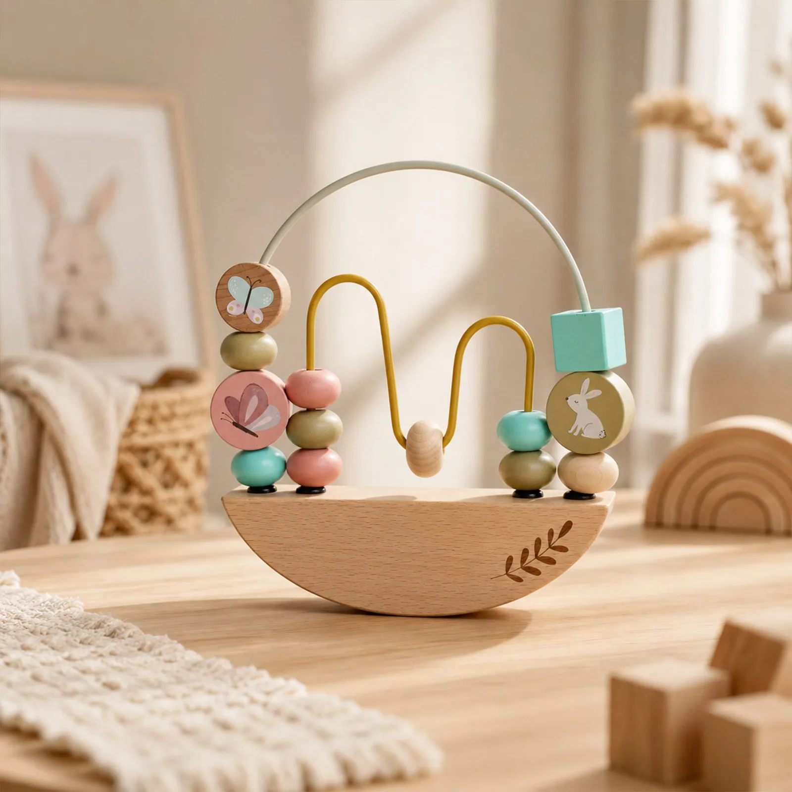 Wooden Bead Maze Toy Montessori Early Learning Stringing Bead Toy Develop Fine Motor Skills Hand Eye Coordination Kids Gifts
