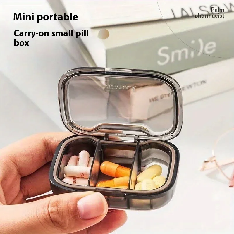 

Portable Pill Organizer Box Mini Travel Pill Splitter, Dustproof ABS Plastic, Compact Design for Daily Use, Work & Outings
