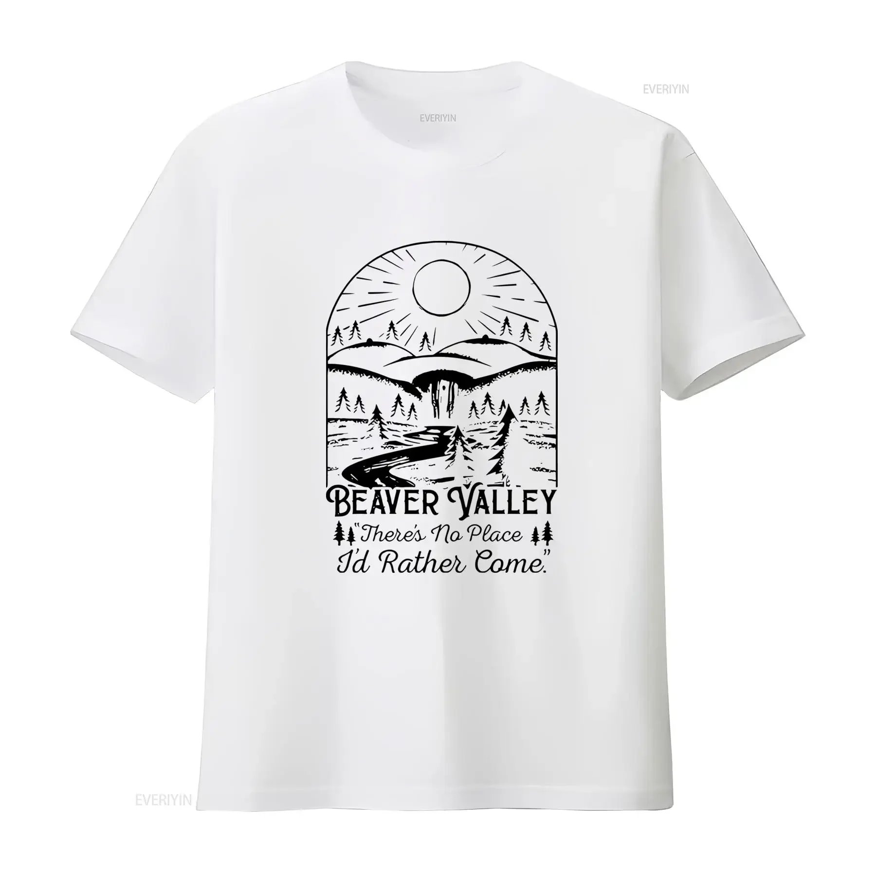 Beaver Valley T Shirt Nature Landscape vintage Washed Comfortable homme Breathable Casual designer clothes Stretched graphic