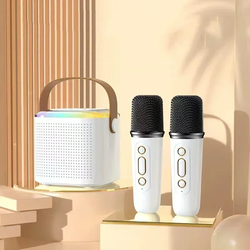 

For Y1 Machine Portable Bluetooth 5.3 Speaker 2 Wireless Microphones LED Music Rhythm Light Home Family Singing Machine