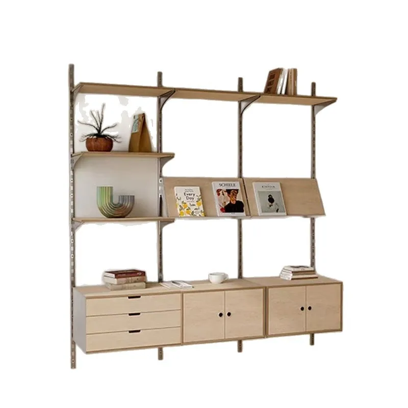 Wall hanging wall track bookshelf medieval solid wood shelf living room one-word ocean board display rack display storage cabine