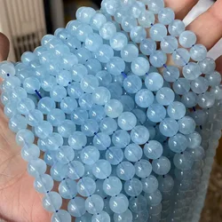 AAAAA 100% Natural Aquamarine Gem Stone Beads Aquamarine Round Loose Beads 4 6 8 10 12mm For Bracelets Necklace Jewelry Making