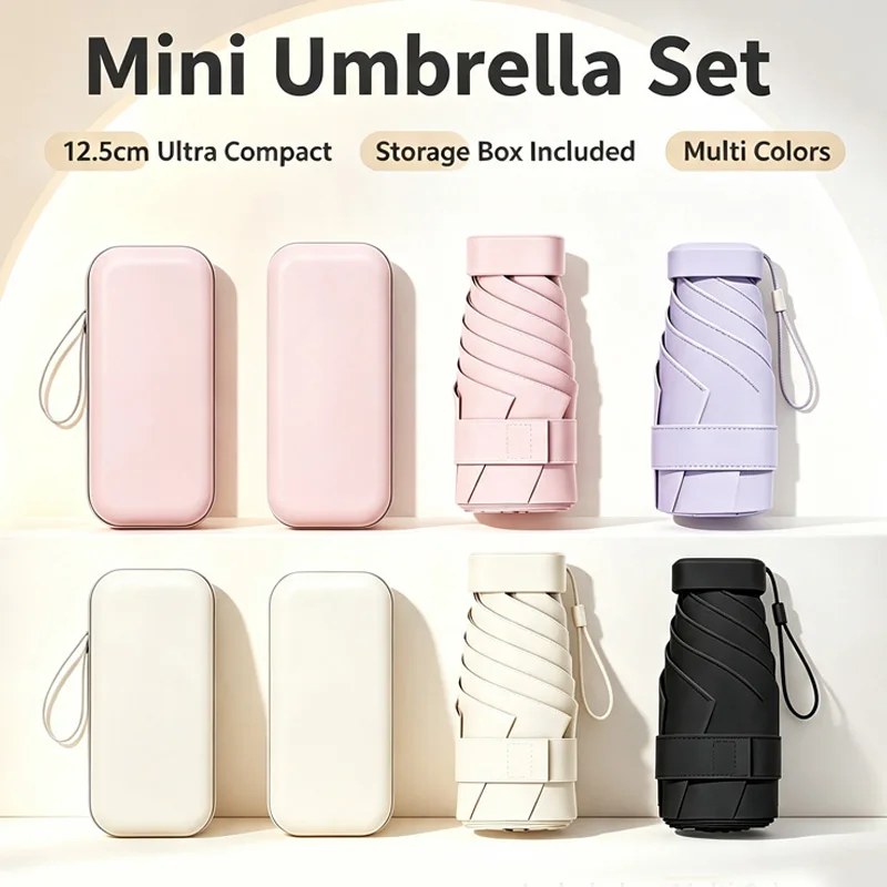 Mini Sun Umbrella Pocket Rain Umbrella Vinyl Sunscreen / UV Protection Capsule Compact and Portable Rain and Rain Dual Use