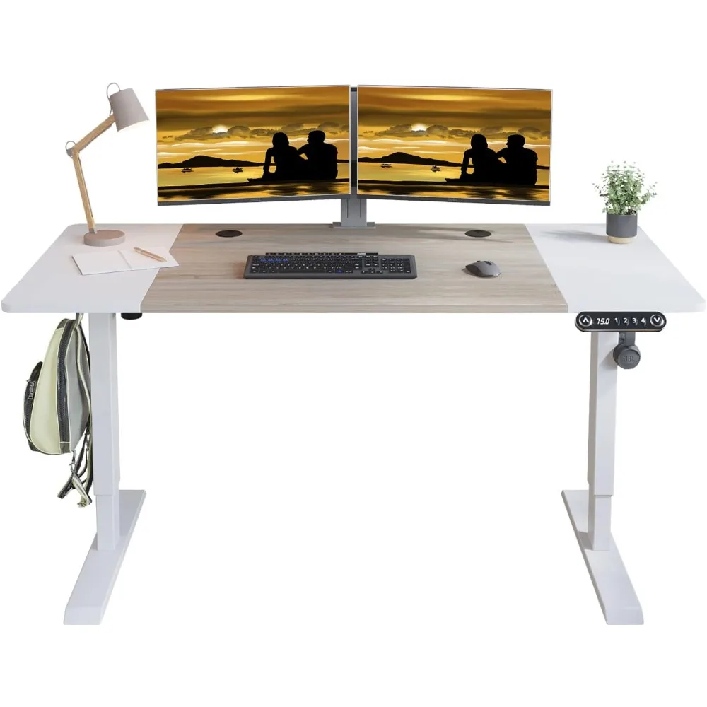 

Adjustable Height Electric Standing Desk - 63 x 30 Inch Sit Stand Computer Desk with Splice Board