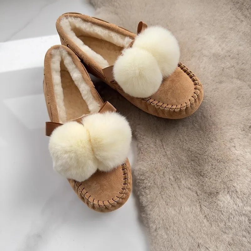 

2025 Top Genuine Leather Non-slip Pregnant Flat Shoes Fashion Women Moccasins Plus Size Casual Loafers Winter Shoes