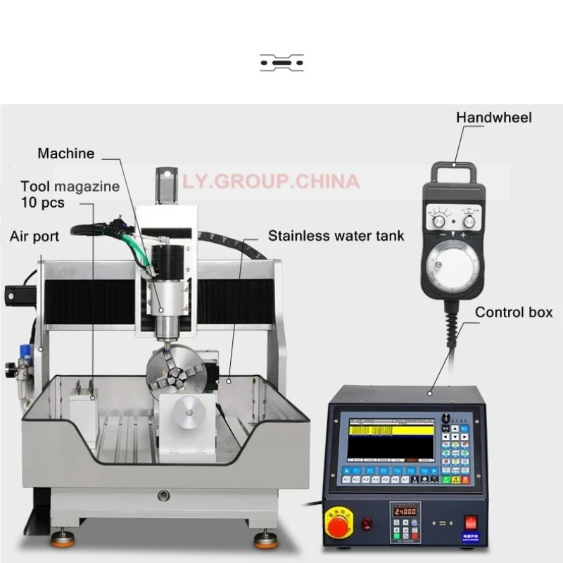 LYCNC 220V 1.5KW Spindle 6040F-ATC 10040F-ATC Industrial 4 Axis CNC Engraving Machine Automatic Tool Metal Engraving Machinery