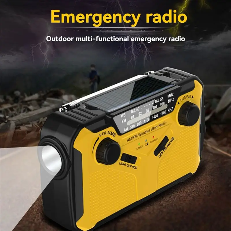 A69P-Emergency Radio AM/FM Portable Radio Solor Hand Crank USB Rechargeable Torch Reading Lamp SOS Alarm For Emergencies