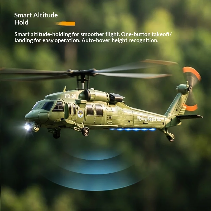 FB 06 Black Hawk Remote Control Simulation Helicopter Four Channel Single Rotor Optical Flow Positioning One Key Hobbyists