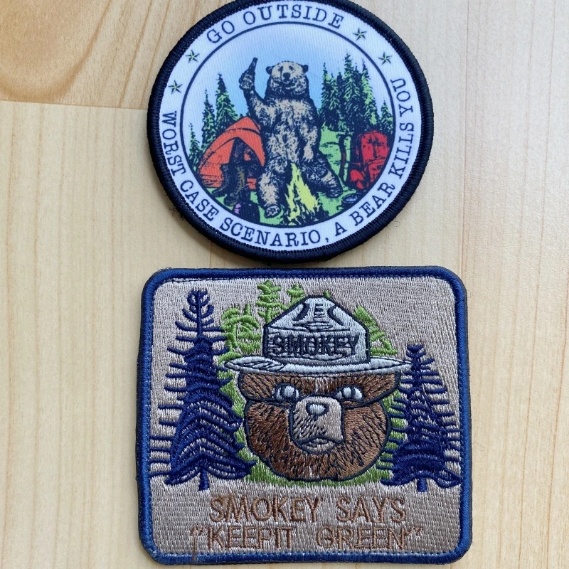 Smokey The Bear Embroidery Patch Explore Bear Warning Sticker Keep It Green Nature Animals Tactical Military Morale Badge Patche