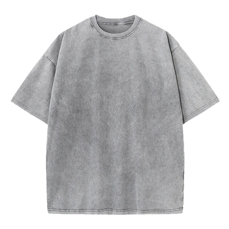 Men's Washed Vintage T-Shirts Street Hip Hop Retro Punk T Shirt women Harajuku Casual Cotton Short Sleeve Acid Wash TShirts top image 2