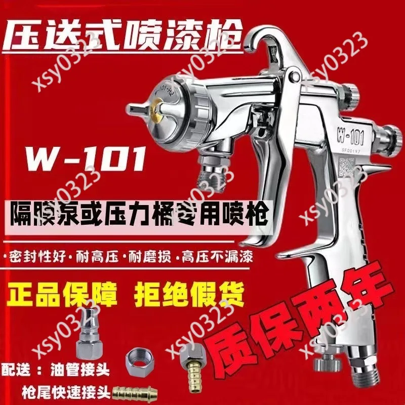 Pressure Feeding Spray Gun W101, High Pressure Sprayer for Diaphragm Pump Pressure Bucket Furniture Large Area Spraying