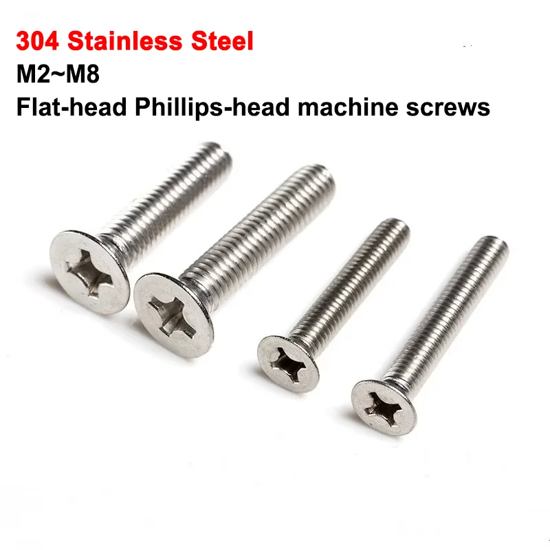 304 Stainless Steel Flat-Head Phillips Machine Screws Countersunk Machine Screws Countersunk Phillips Machine Screws M2~M8