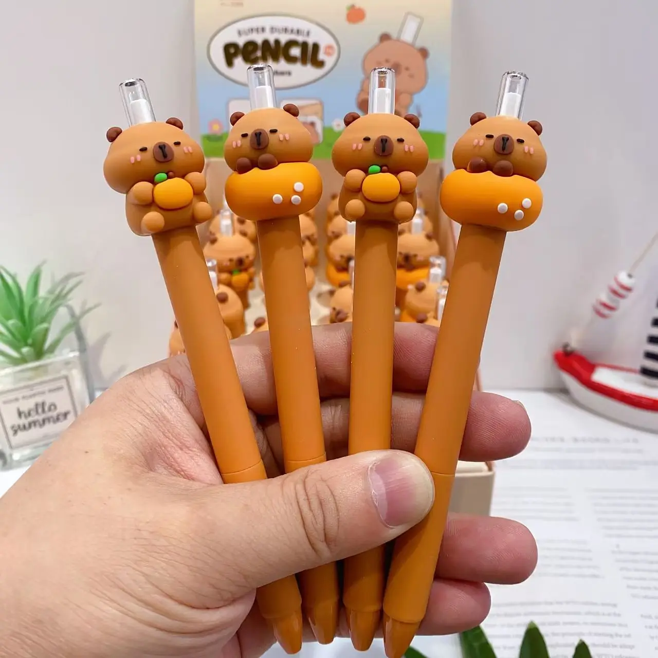 2Pcs/Set Capybara Stationery Kawaii Cartoon Eternal Pencil Unlimited Writing Magic Pencil Birthday Gift