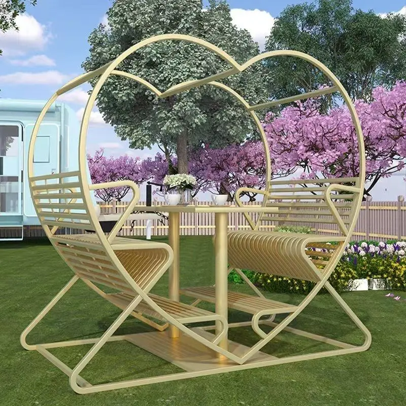 Set di mobili da giardino in metallo per adulti set di mobili da giardino in movimento di design impermeabile moderno decorazione natalizia rosa