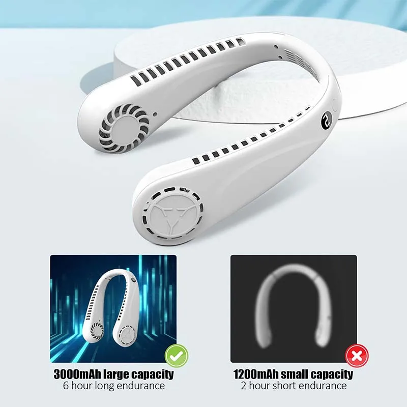 

Hand-Free Neck Hanging Fan USB Charging Fan Portable Outdoor Mini Leafless Lazy Person Hanging Neck Strong Wind