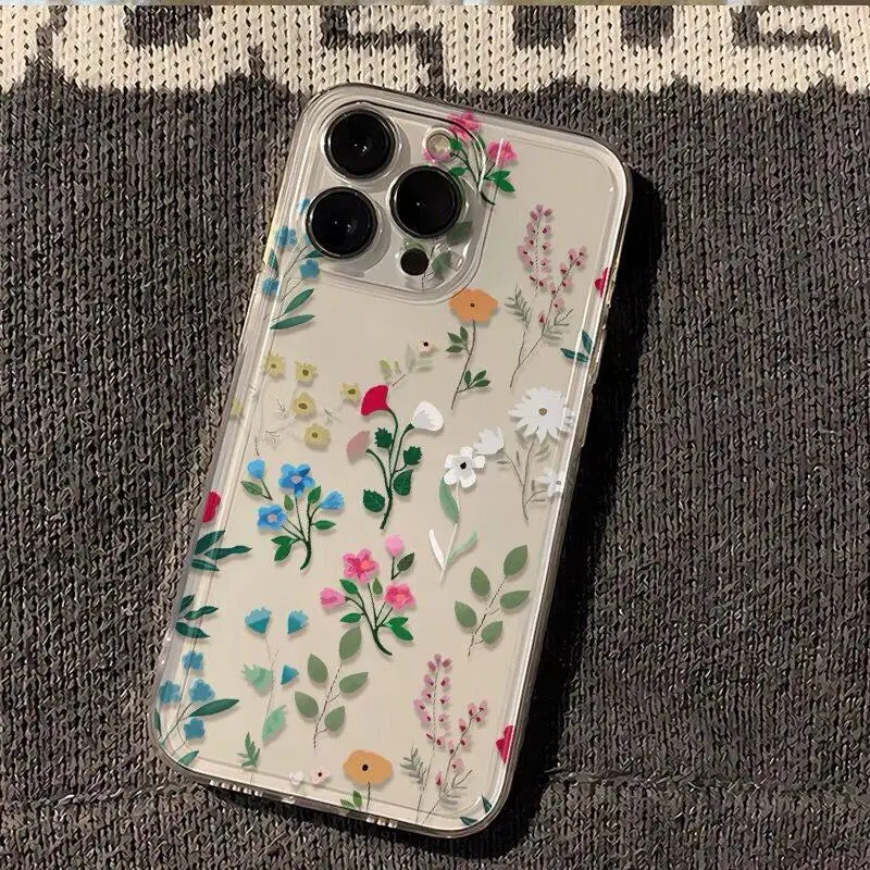 INS Korean Leaves Flower Case dla Motorola Moto G22 G30 G52 G32 G53 G73 G72 G71 G60S G9 Play Plus EDGE 40 PRO Clear Soft Cover