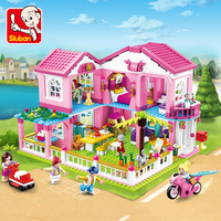 Sluban 0721 Holiday Villa 0722 Holiday Yacht Pink Dream series girls toy birthday gift