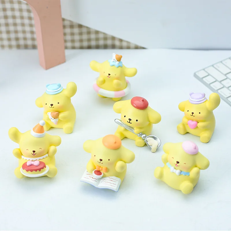 Sanrio Blind Box Pompompurin Kawaii Candy Series Modello di cartone animato Animazione intorno alla casa Decorazione torta Giocattolo per bambini