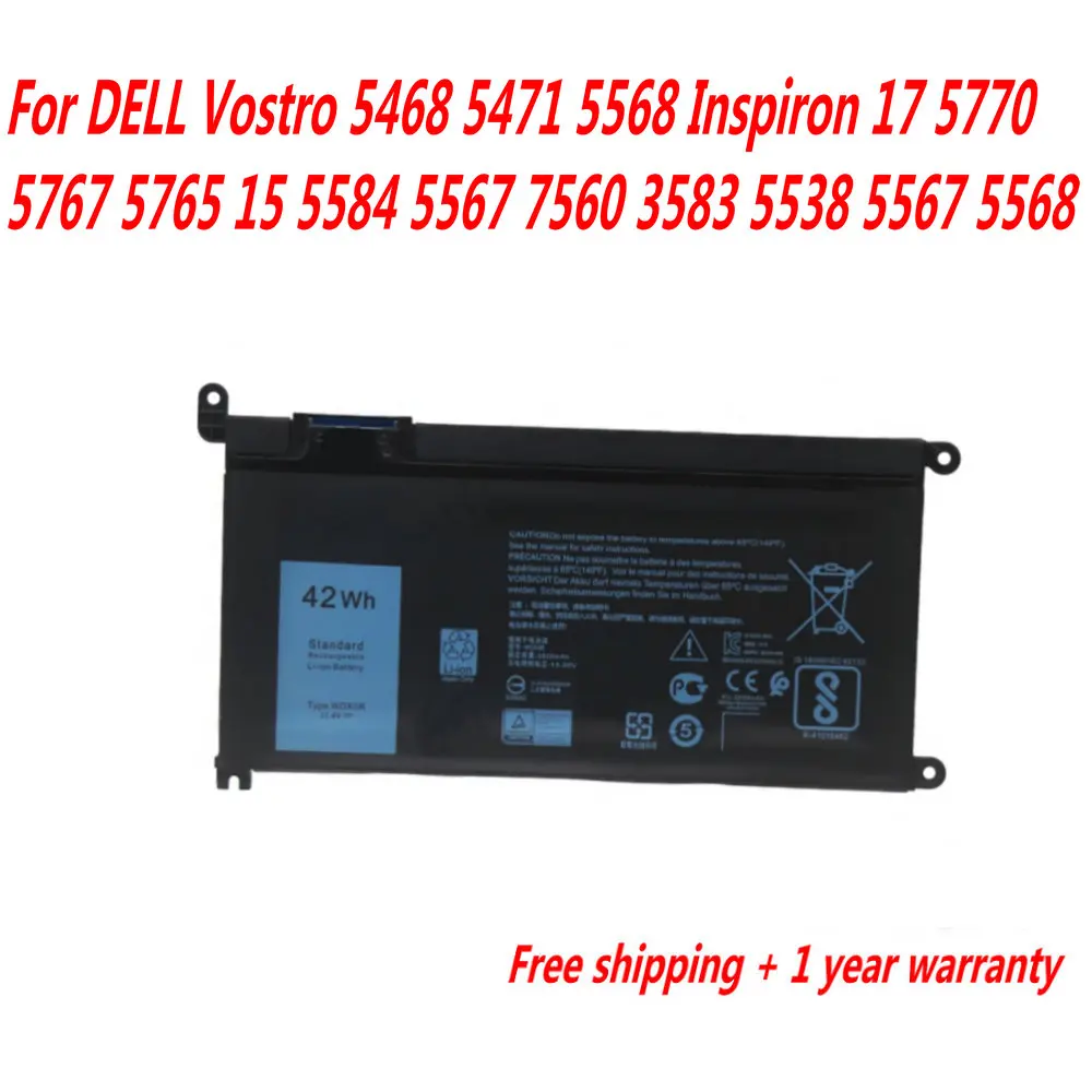 

NEW WDX0R Laptop Battery For DELL Vostro 5468 5471 5568 Inspiron 17 5770 5767 5765 15 5584 5567 7560 3583 5538 5567 5568