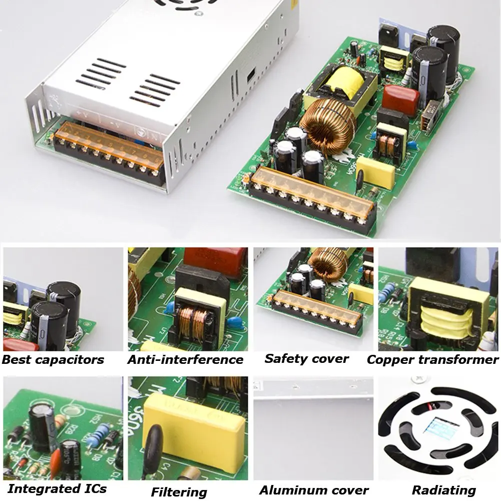 DC 5V 12V 24V Lighting Transformers 1A 2A 3A 5A 10A 15A 20A 30A 50A 60A Switching Power Supply 30W 50W 100W 120W 480W LED Driver