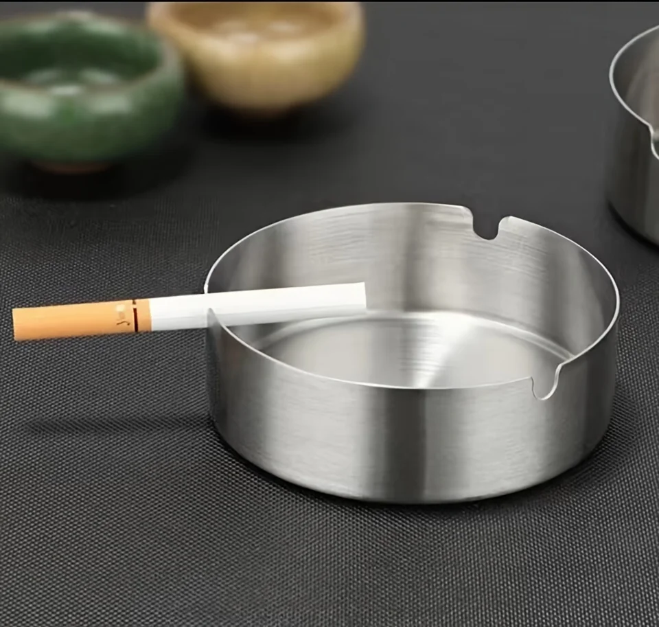 

All aluminum household ashtray Men's hotel household stainless steel ashtray Internet cafe home living room metal windproof larg