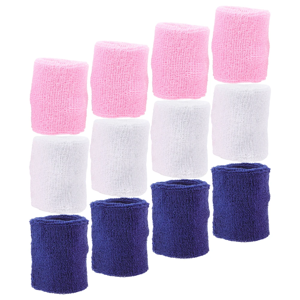 

12pcs Wristbands Sports Workout Comfortable Sweatbands for Tennis Basketball Stretchy Braces Fitness White