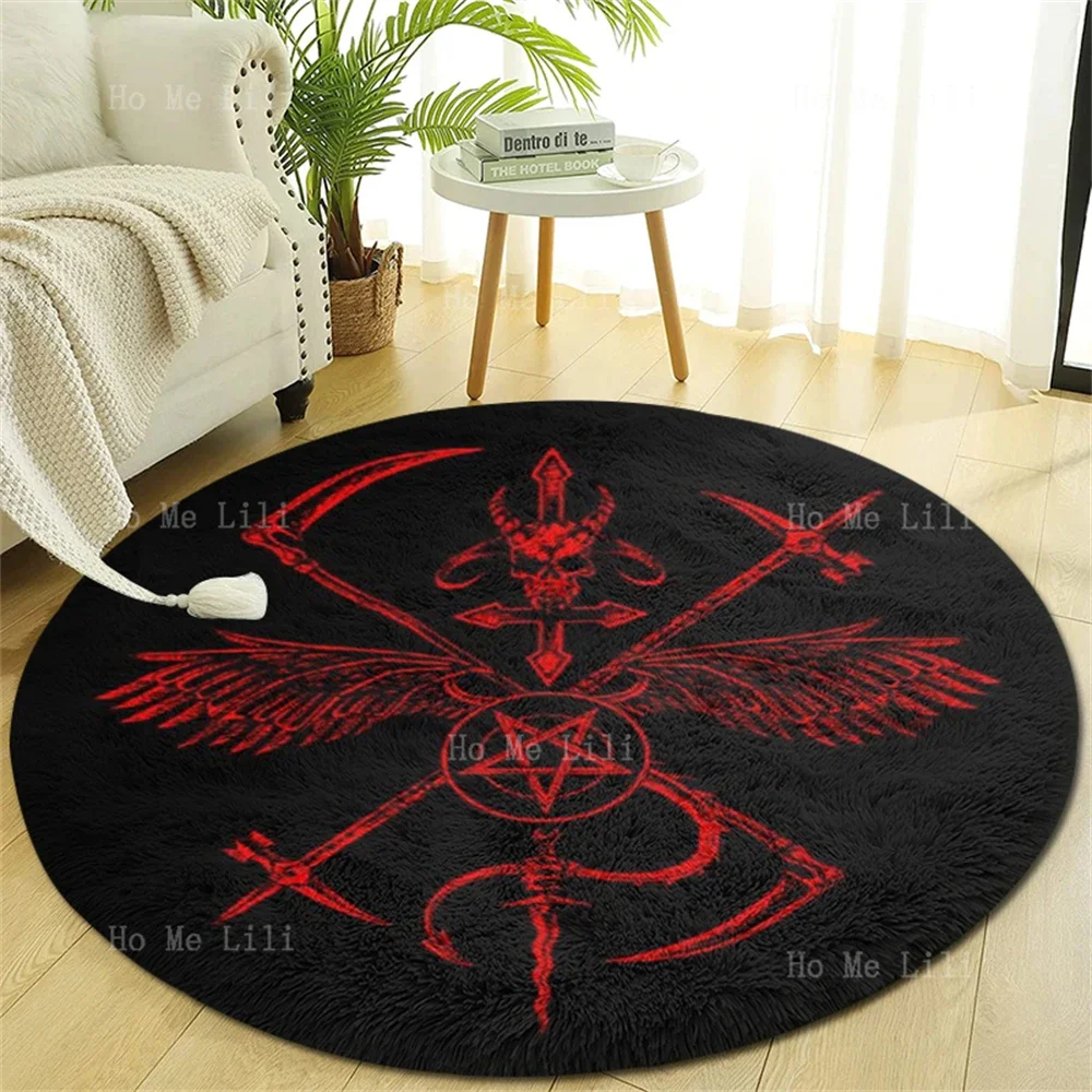 Satanic Symbol Music Album Edict Of The Antichrist Elect Circular Floor Mat Decorated The Floor