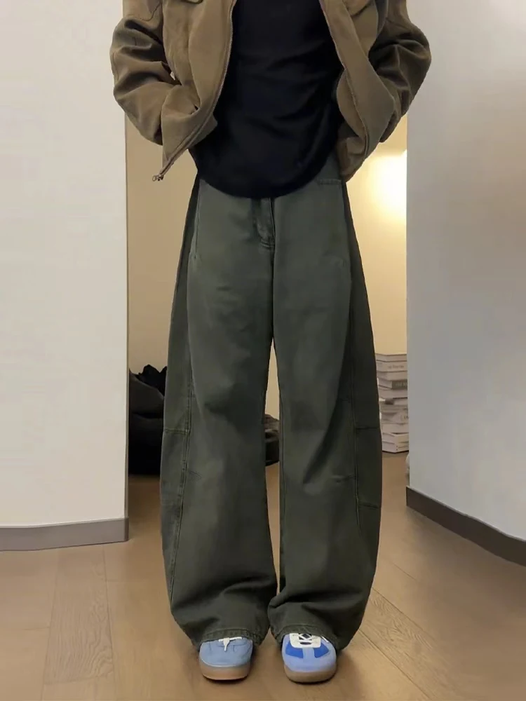 

Military een American Sle Knife Work Pants Men's Autumn High Street Wide Leg Jeans Loose Fit Casual Trousers