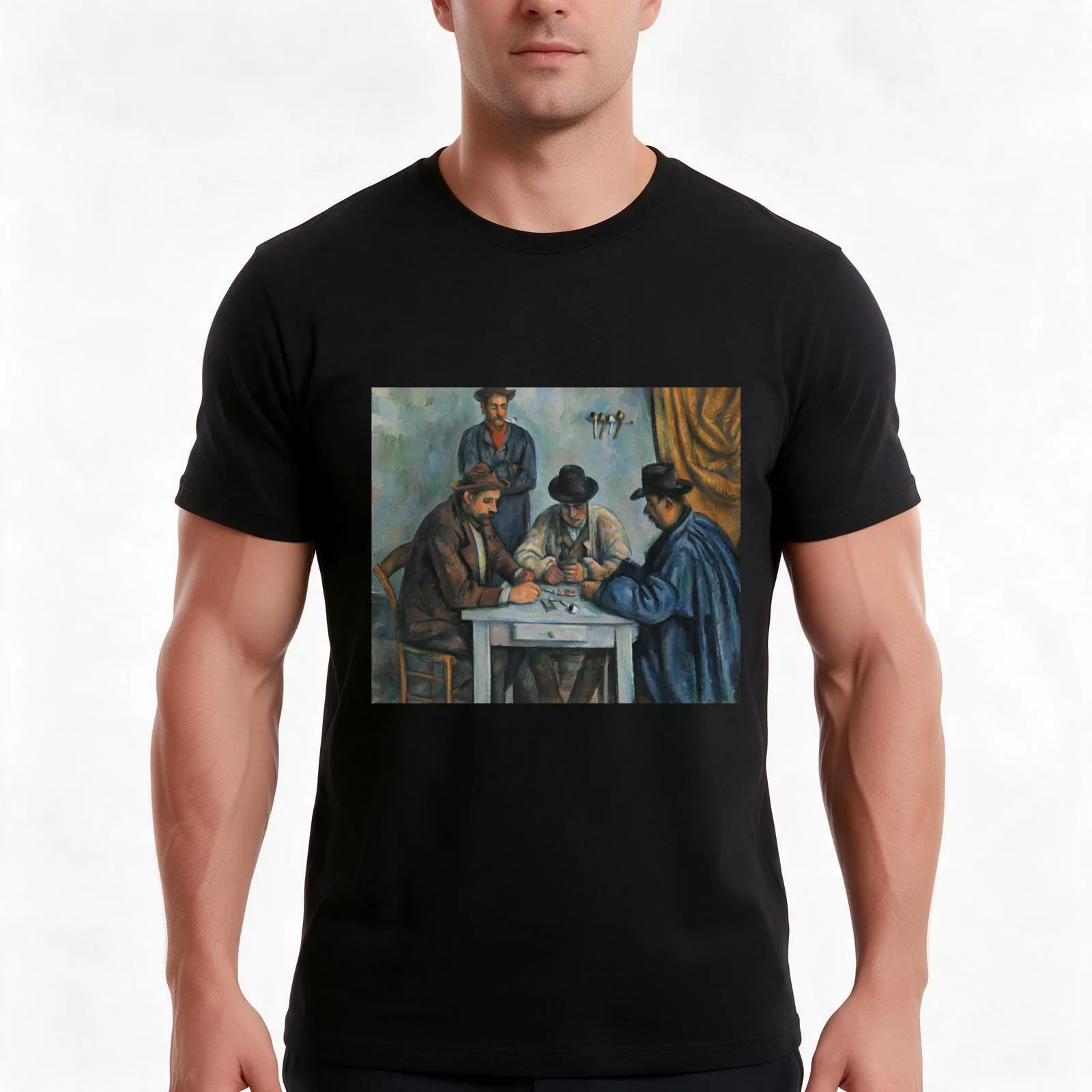 Paul Cézanne - The Card Players (1893) T-Shirt, Summer Casual Cotton Tee, Oversized Streetwear Tops, Vintage Graphic Print