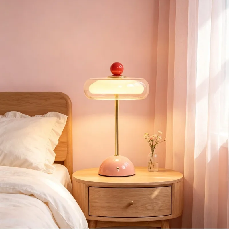 Retro Transparent Glass Table Lamp Decorative Desk Lamp Bedroom Bedside Night Light Nordic Home Atmosphere Lighting