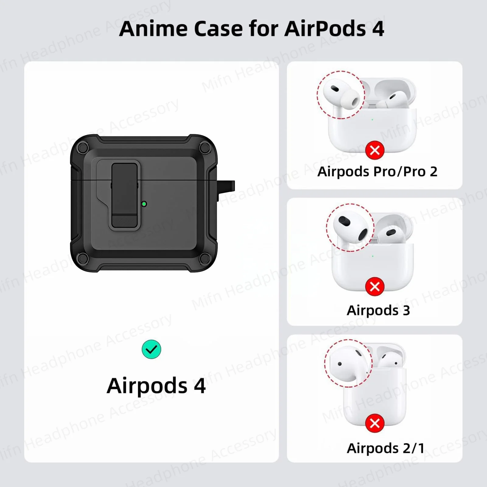 Cover for Airpods 4 Wireless Bluetooth Earphone Shockproof Case PC+TPU Automatic Switch Case For Apple Airpod 4 with Cleaner Kit