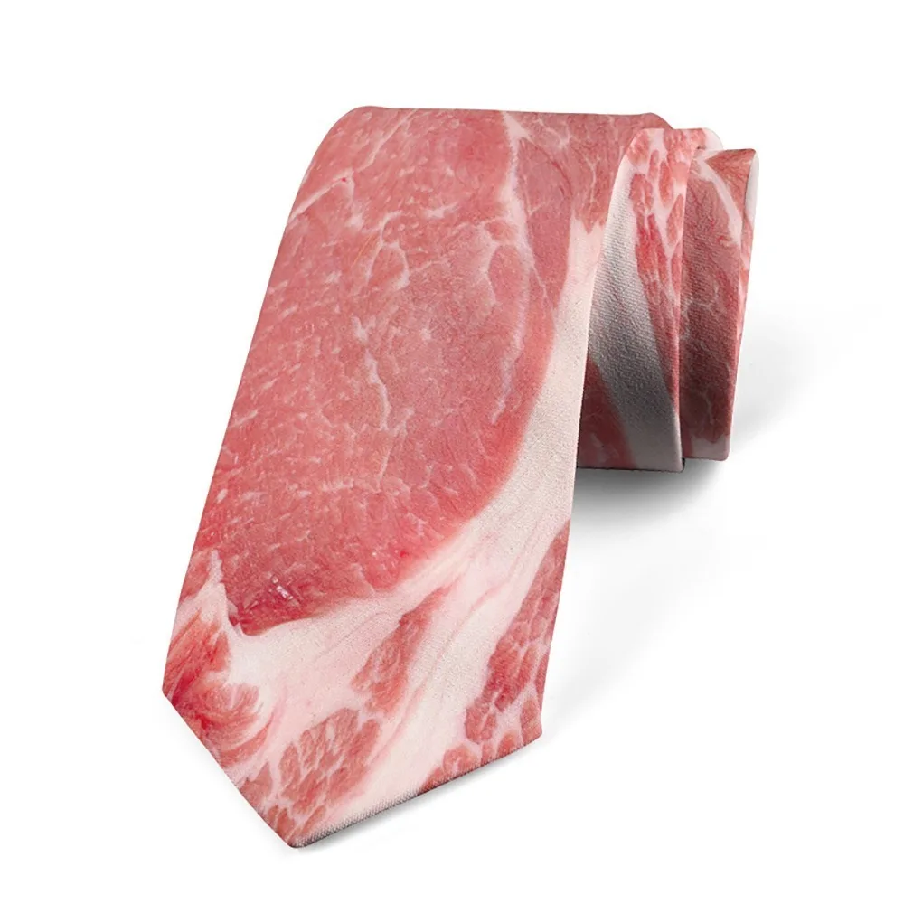 

Повседневный галстук унисекс с принтом мясных продуктов, 8 см, регулируемый, мягкий, с забавным узким принтом стейка, для мужчин