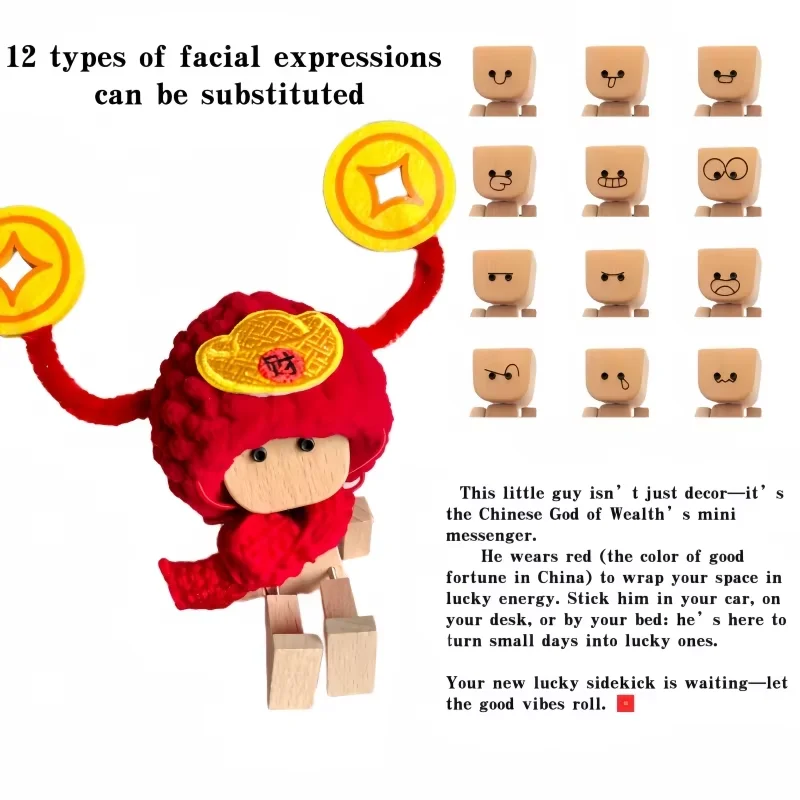 Shaking wooden for Man gift It comes with vivid expression accessories, desktop,  car decorations Chinese New Year gift