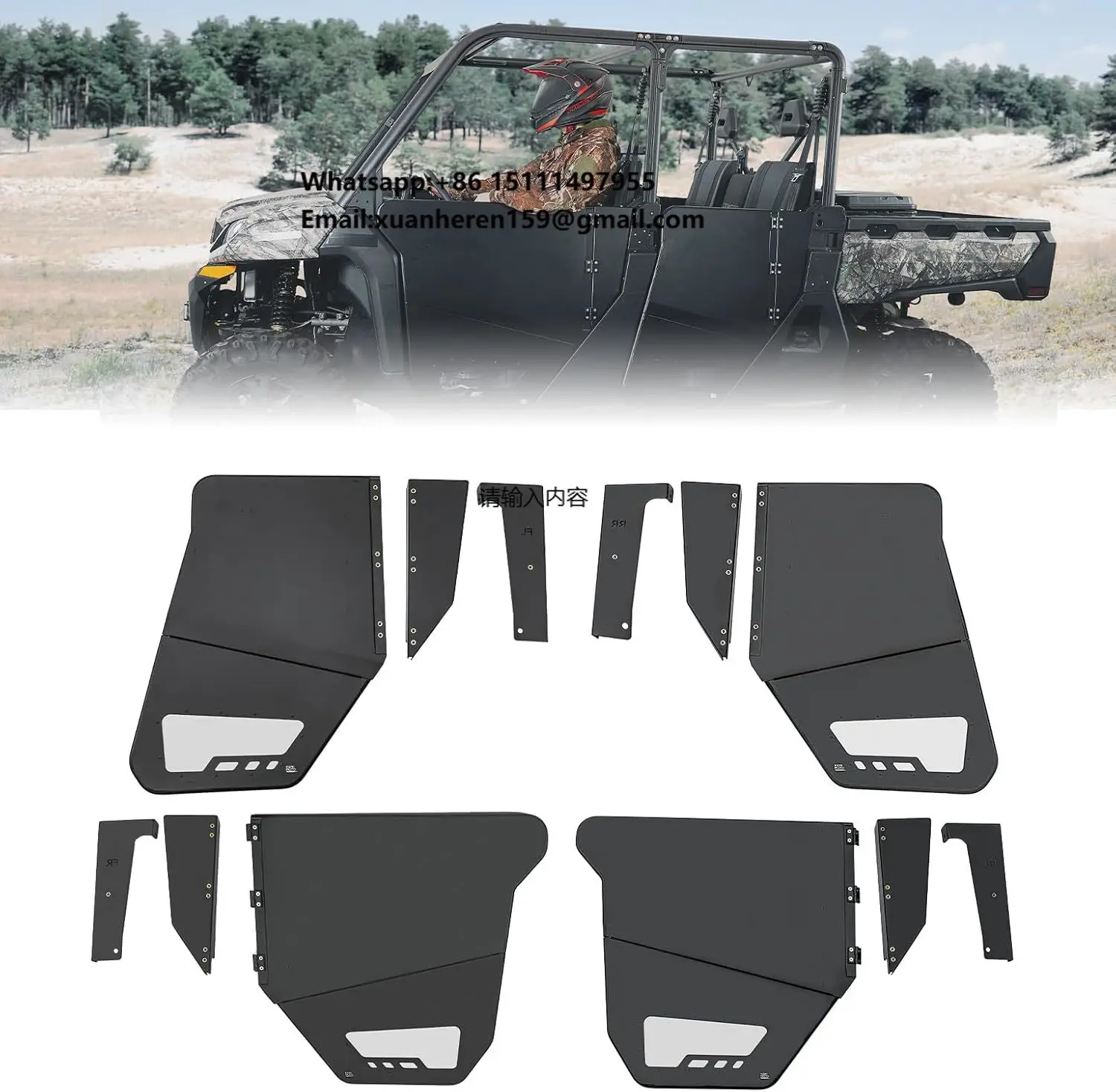 4PCS Aluminum Half Door with PC Window to Widen Perspective Compatible with CFMOTO Uforce 1000 XL 2022-2025