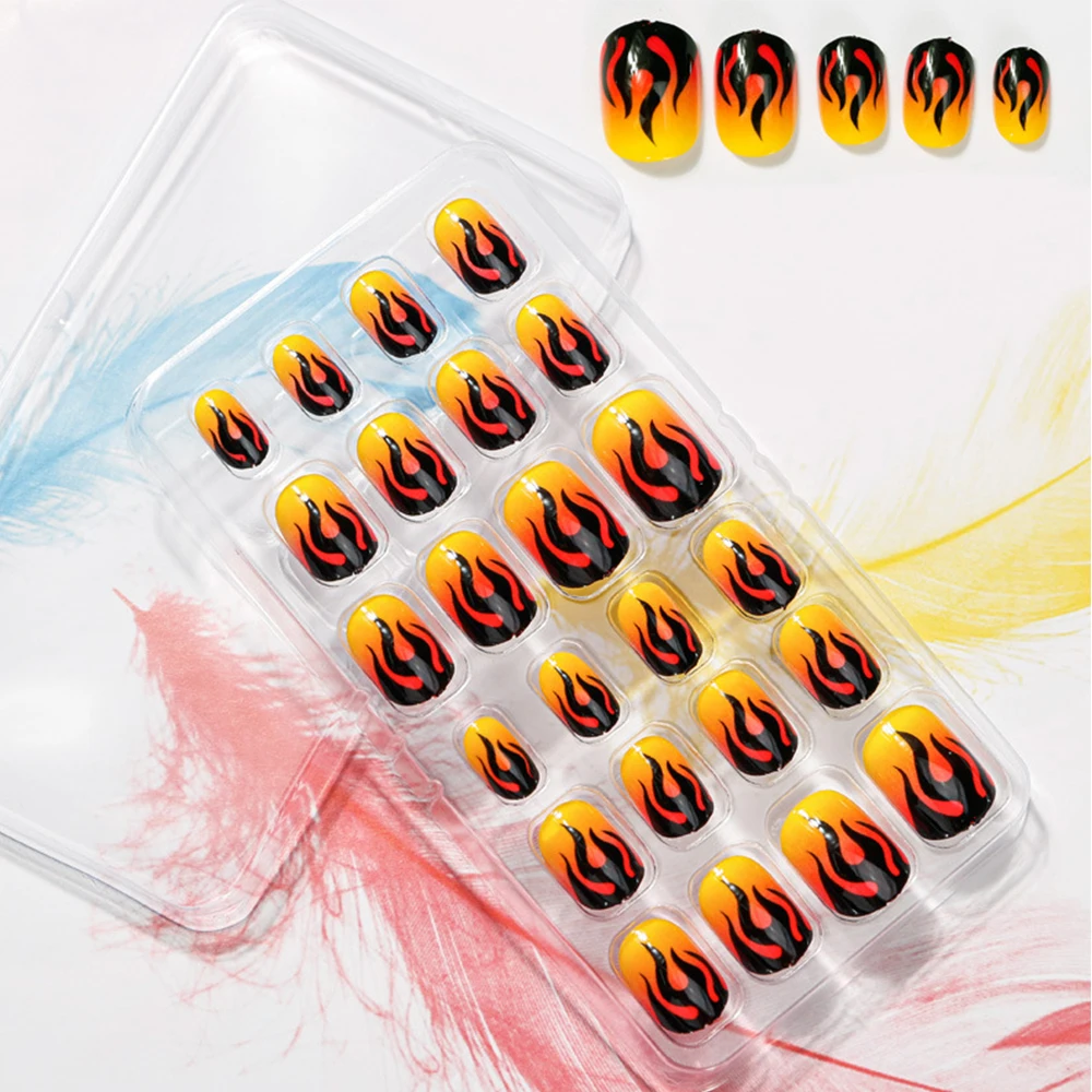 เล็บปลอมลายการ์ตูนเด็ก ลายพังก์ ลายใยแมงมุม สำหรับฮาโลวีน ติดง่าย ตกแต่งเล็บ