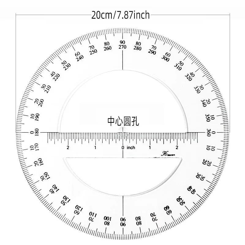 The Iatest Portable Diameter 10-20CM Plastic 360 Meter Goniometer Ruler Swing Arm, for School Office Supplies