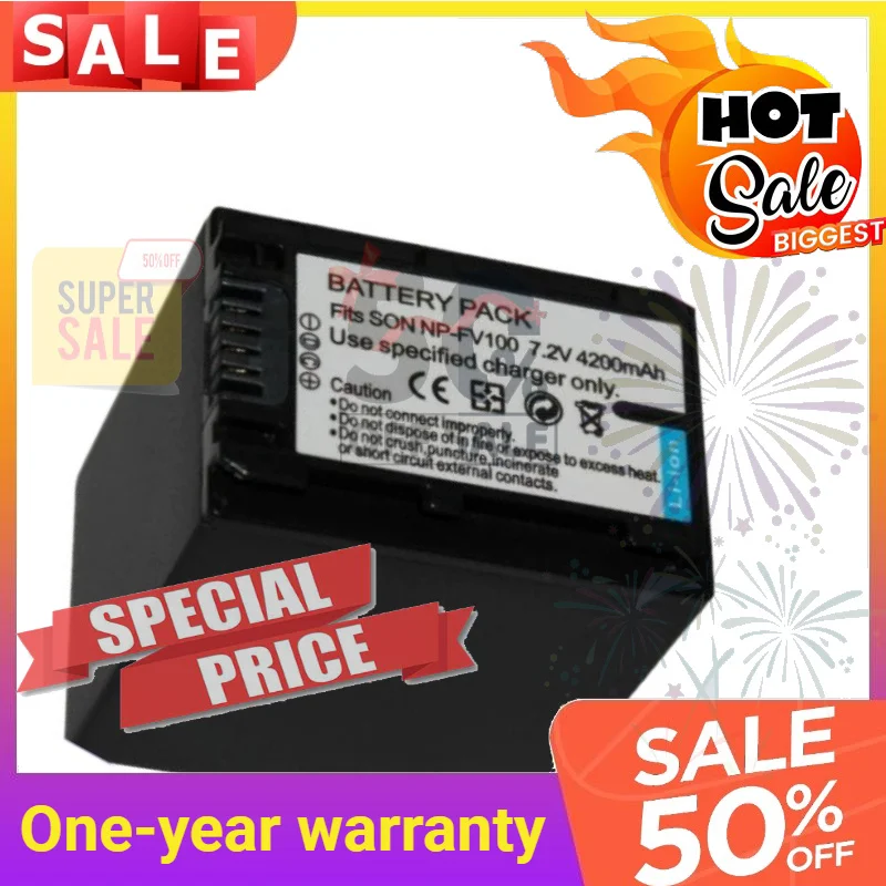 SWZY 4200mAh NP FV100 NP-FV100 FV100 Batteries + Charger for Sony NP-FV30 NP-FV50 NP-FV70 SX83E SX63E FDR-AX100E AX100E