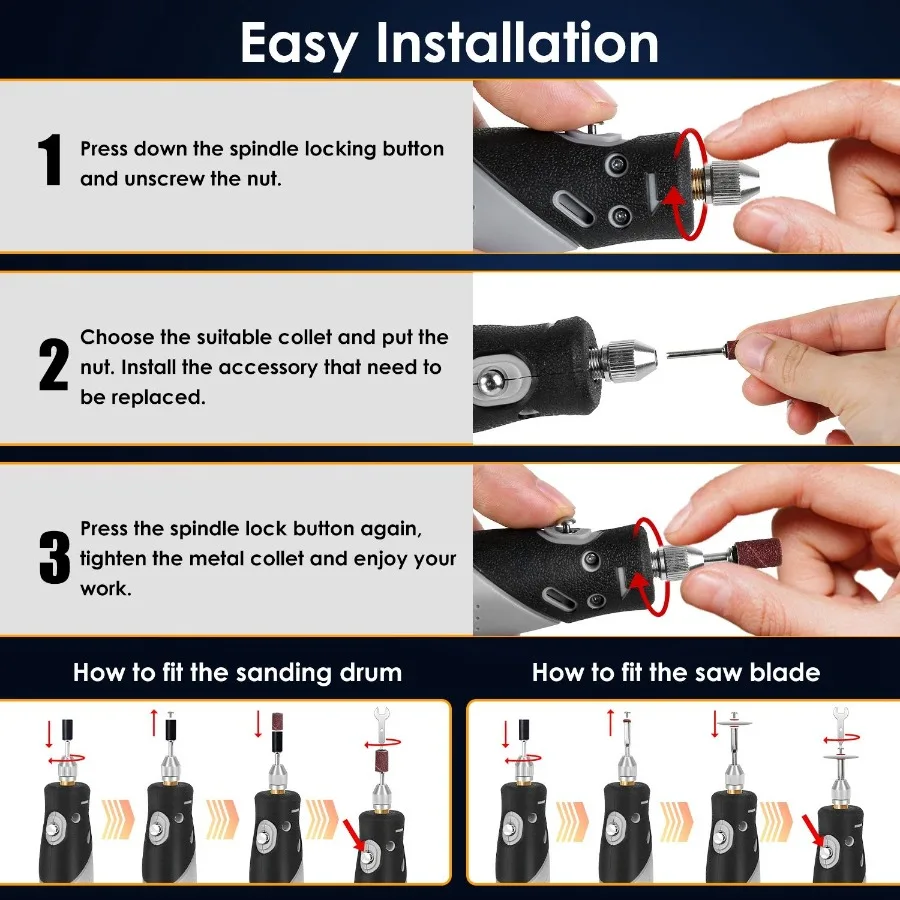 116 pces 4v kit de ferramentas rotativas sem fio ferramentas rotativas elétricas com 5 velocidades 2000mah bateria recarregável para lixar polimento perfuração