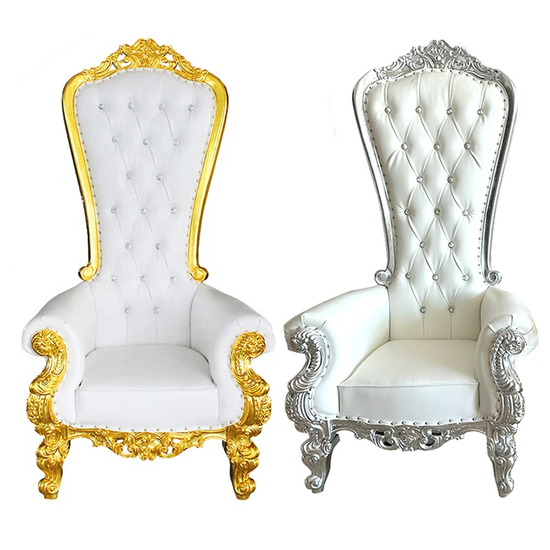 Luxury gold bar chair with high back, groom and bride royal wedding chair